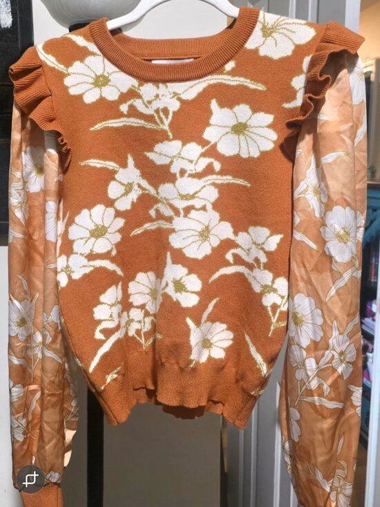 & Merci Sweaters - & Merci (EN MERCI) Floral Mixed Media Sweater